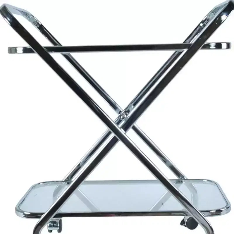 26 Servierwagen aus silbernem Metall und Glas mit Rollen