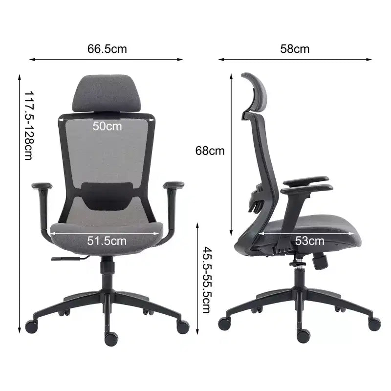Ergonomischer Bürostuhl mit Netzrückenlehne, 120° Neigungsfunktion & 360° drehbar, PC-Stuhl mit Nylonfuß und Rollen, Höhenverstellbar
