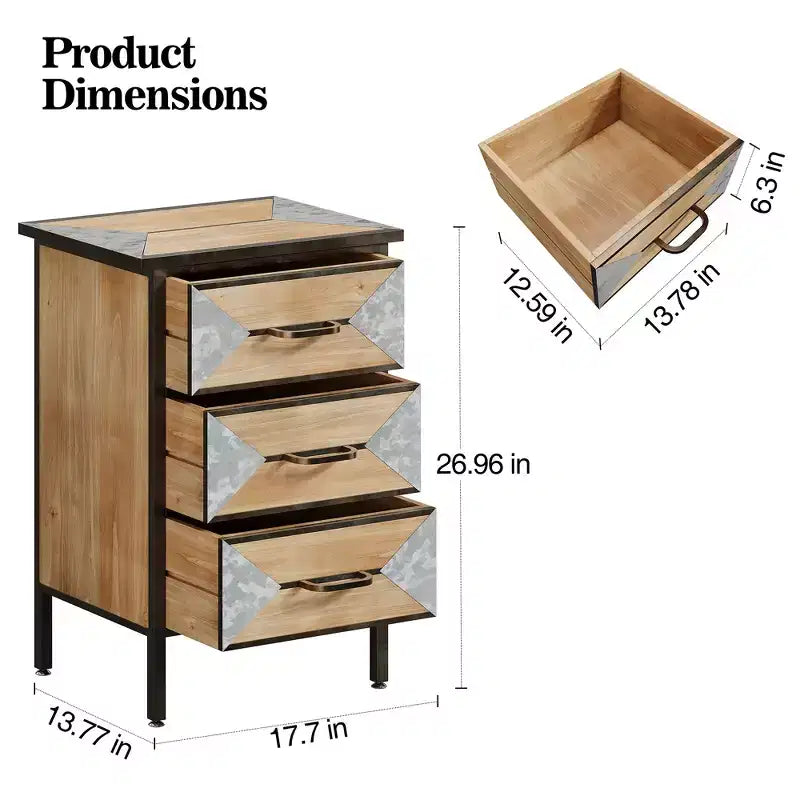 Moderner Holzschrank mit 3 Schubladen, freistehender Konsolentisch, vielseitiger Organizer für Eingangsbereich, Schlafzimmer, Flur und mehr