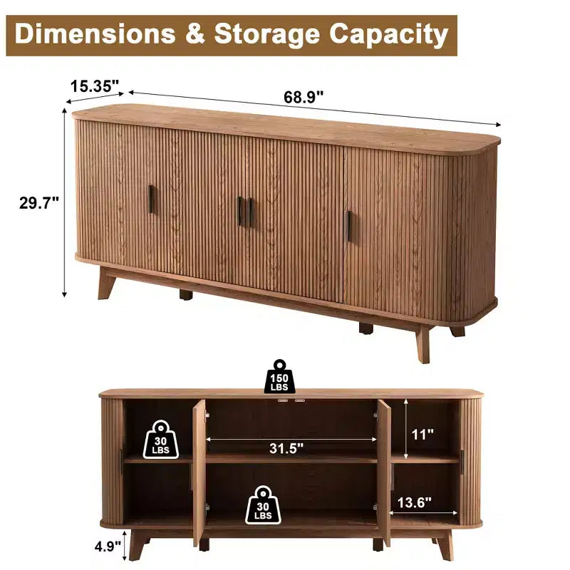 Buffetschrank mit Aufbewahrungsschrank, Besteckschrank mit verstellbaren Einlegeböden, geeignet für Wohnzimmer