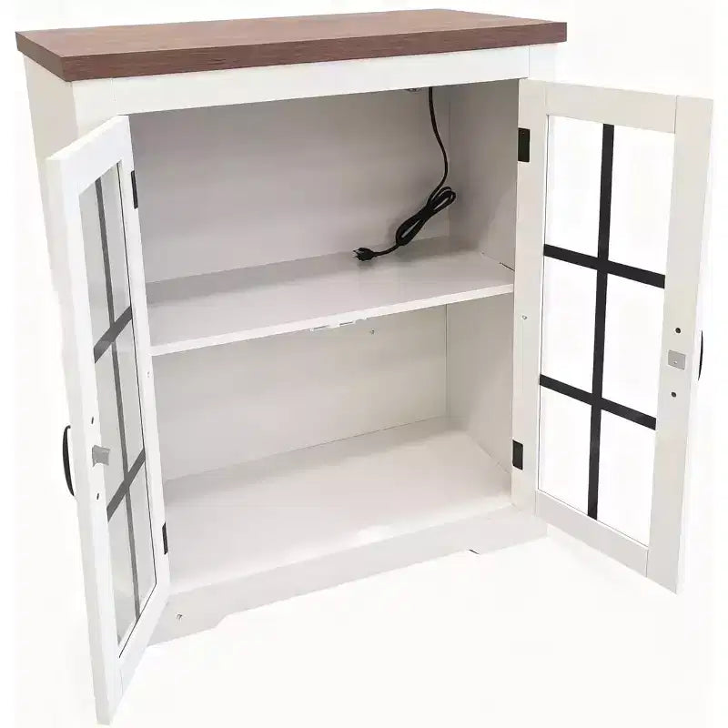 Anrichte mit Glastüren, eingebauter Steckdose, Sideboard für die Küche/Speisekammer