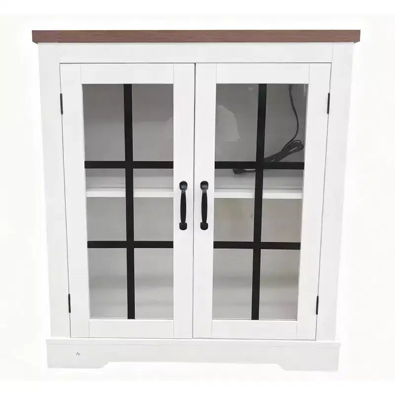 Anrichte mit Glastüren, eingebauter Steckdose, Sideboard für die Küche/Speisekammer