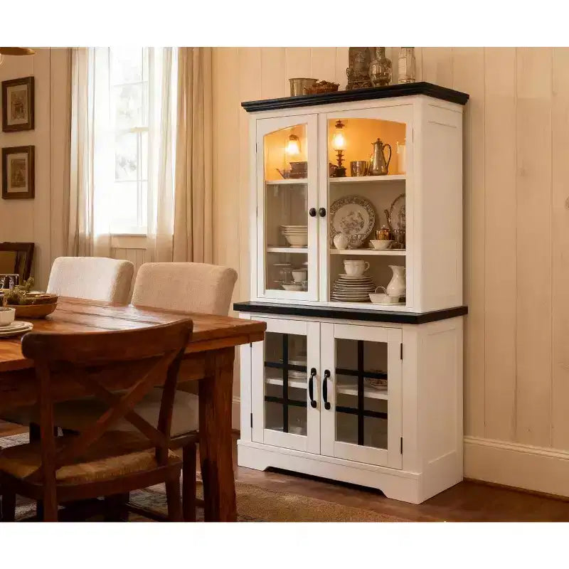 Anrichte mit Glastüren, eingebauter Steckdose, Sideboard für die Küche/Speisekammer