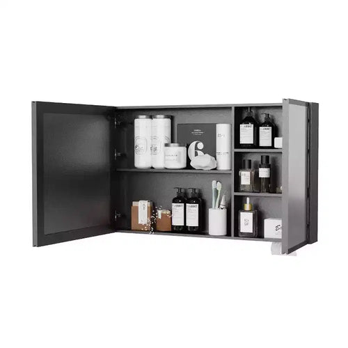 35 Zoll B x 24 Zoll H Aluminium-Medizinschrank mit Spiegel und Beleuchtung, Antibeschlag, Einfache Installation