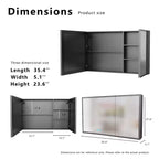 35 Zoll B x 24 Zoll H Aluminium-Medizinschrank mit Spiegel und Beleuchtung, Antibeschlag, Einfache Installation