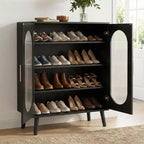 2-türiger Schuhschrank mit Solarmodul, erhöhter Bauweise, USB, 7 Farben LED, 4 Ablagen, 68 cm B