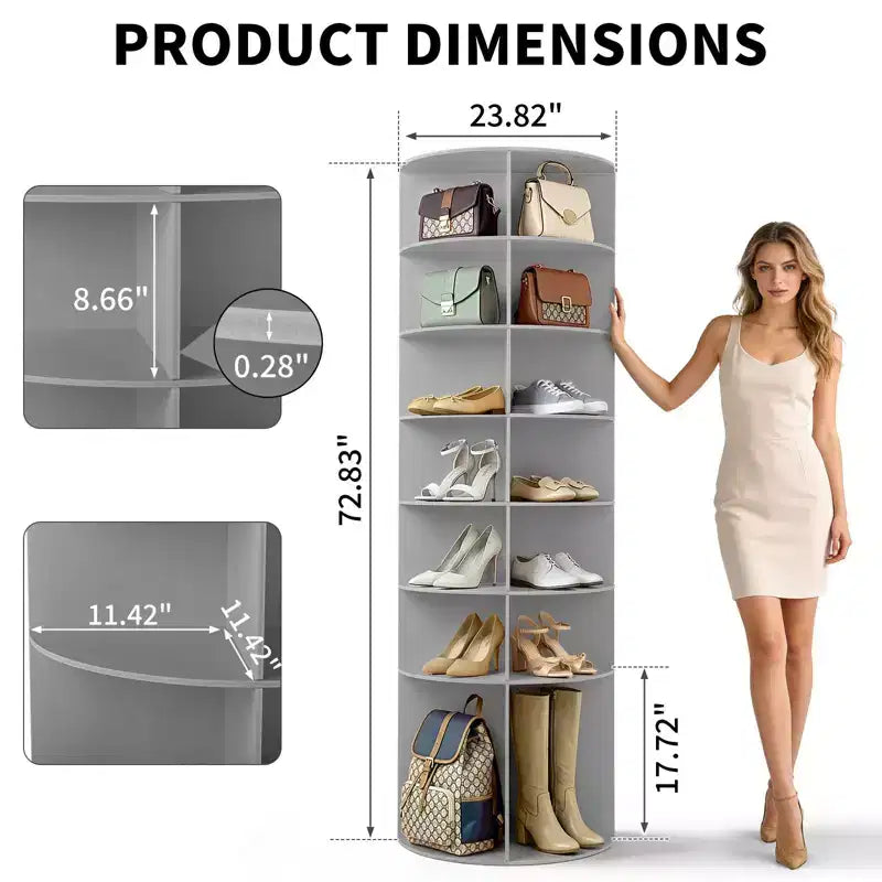 7-stufiger 360° drehbarer WPC Schuhschrank 72,4 Höhe