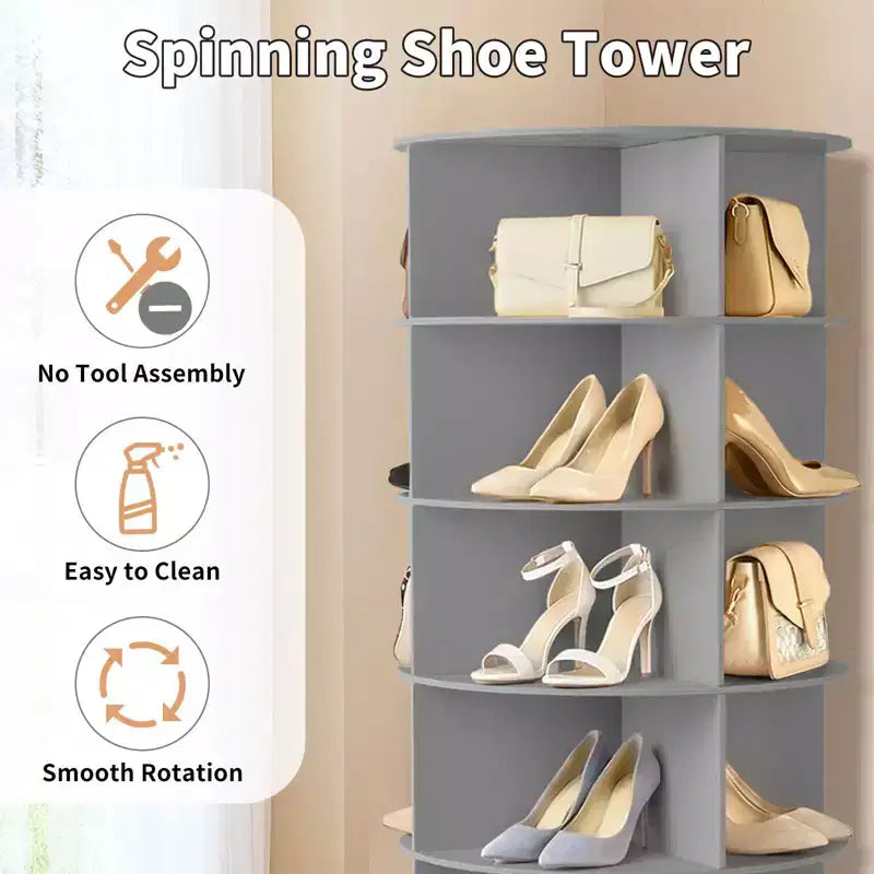 7-stufiger 360° drehbarer WPC Schuhschrank 72,4 Höhe
