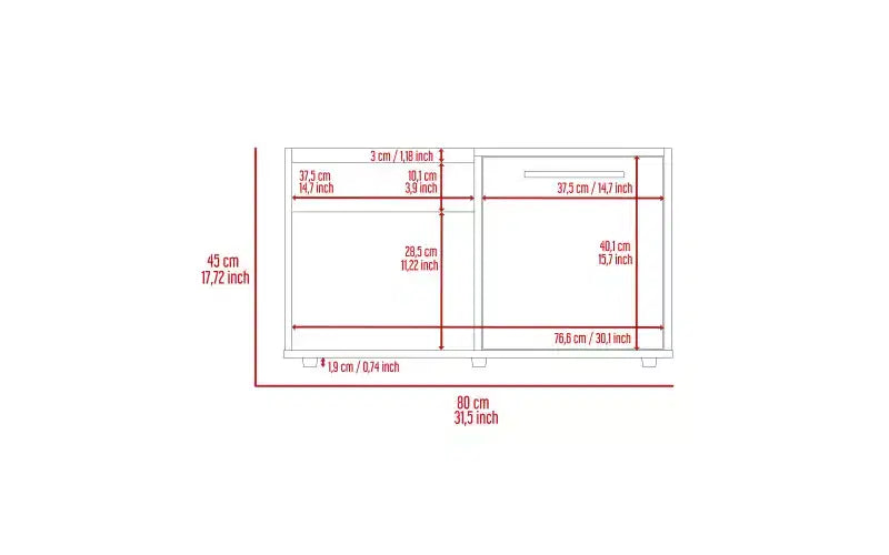 Dieses Samt-Couchtisch, ein offenes Regal, ein einflügeliger Schrank, ist sowohl stilvoll als auch funktional und dient als kompakter Nachttisch, der hilft, Ordnung zu halten.