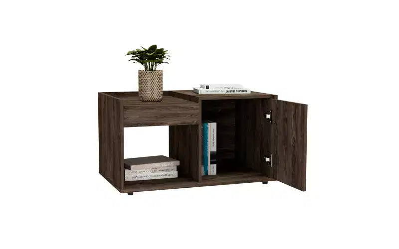 Dieses Samt-Couchtisch, ein offenes Regal, ein einflügeliger Schrank, ist sowohl stilvoll als auch funktional und dient als kompakter Nachttisch, der hilft, Ordnung zu halten.