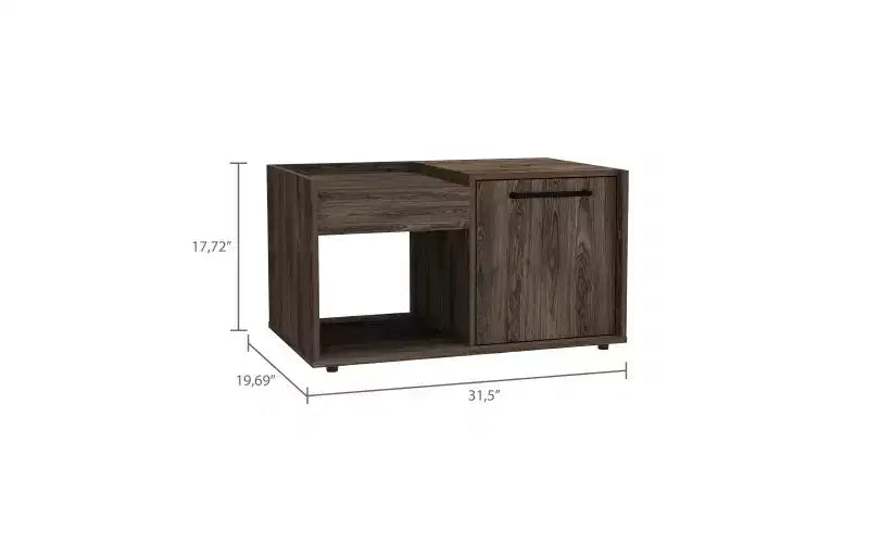 Dieses Samt-Couchtisch, ein offenes Regal, ein einflügeliger Schrank, ist sowohl stilvoll als auch funktional und dient als kompakter Nachttisch, der hilft, Ordnung zu halten.