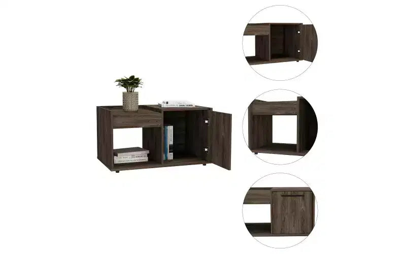 Dieses Samt-Couchtisch, ein offenes Regal, ein einflügeliger Schrank, ist sowohl stilvoll als auch funktional und dient als kompakter Nachttisch, der hilft, Ordnung zu halten.