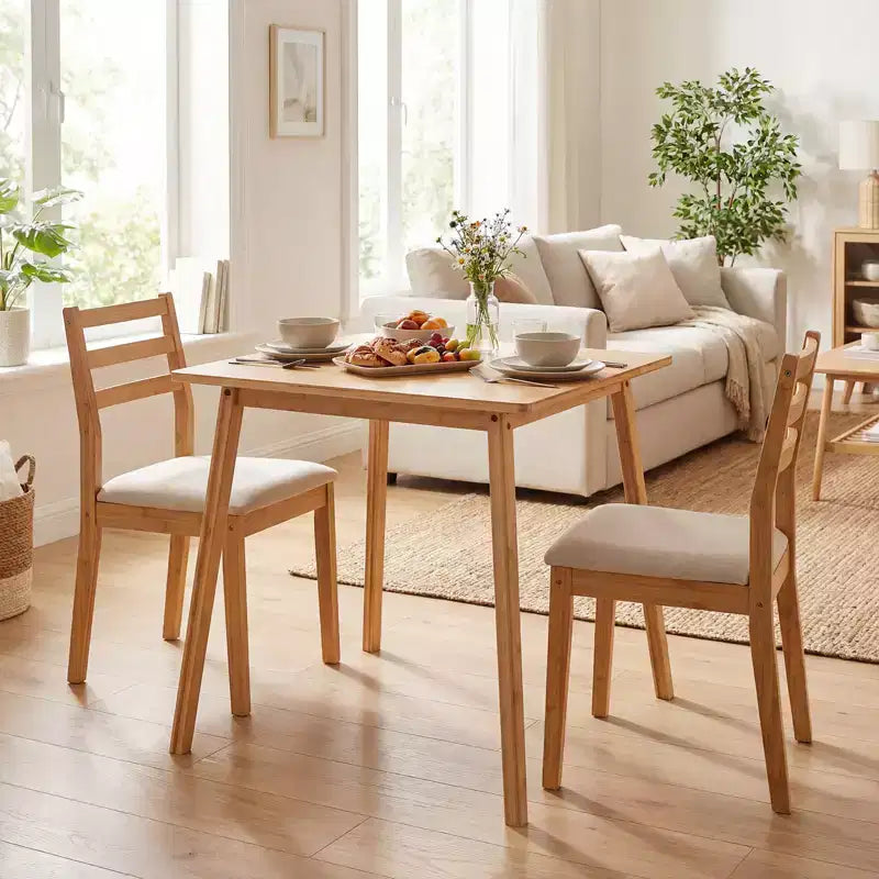 27,5 Zoll großer quadratischer Esstisch aus Bambus für 2-4 Personen, Esstisch für das Esszimmer