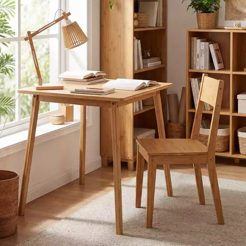 27,5 Zoll großer quadratischer Esstisch aus Bambus für 2-4 Personen, Esstisch für das Esszimmer