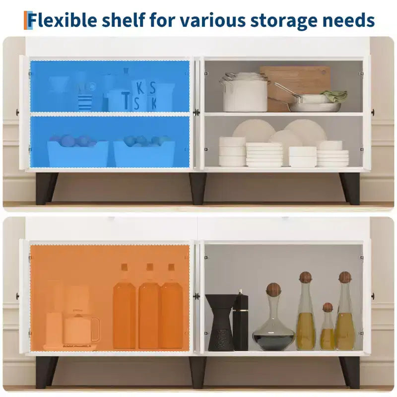 47.2 Kaffeebar-Schrank mit Steckdosen, Buffet-Sideboard mit 2 Schubladen, 4 Türen & Regalen