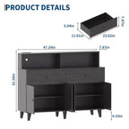 47.2 Kaffeebar-Schrank mit Steckdosen, Buffet-Sideboard mit 2 Schubladen, 4 Türen & Regalen