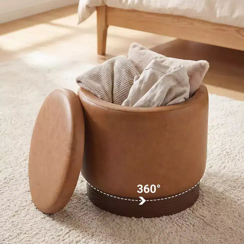 360° drehbare Fußstütze aus Kunstleder mit verstecktem Stauraum, 180 kg Tragkraft