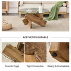 Moderner Glas-Couchtisch mit Platte aus gehärtetem Glas für Wohnzimmer, Holz