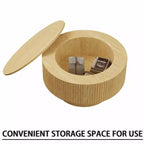 29.53 MDF moderner runder Couchtisch mit kreisförmigem Streifendesign und Stauraum, für Zuhause und Küche