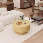 29.53 MDF moderner runder Couchtisch mit kreisförmigem Streifendesign und Stauraum, für Zuhause und Küche