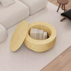 29.53 MDF moderner runder Couchtisch mit kreisförmigem Streifendesign und Stauraum, für Zuhause und Küche