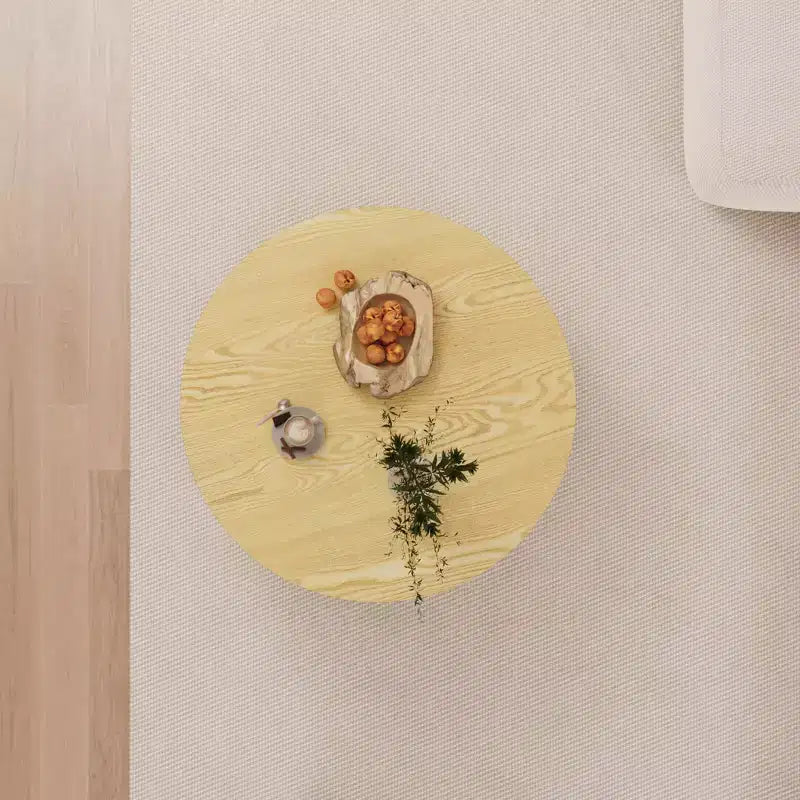 29.53 MDF moderner runder Couchtisch mit kreisförmigem Streifendesign und Stauraum, für Zuhause und Küche