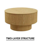 29.53 MDF moderner runder Couchtisch mit kreisförmigem Streifendesign und Stauraum, für Zuhause und Küche
