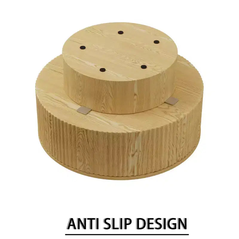 29.53 MDF moderner runder Couchtisch mit kreisförmigem Streifendesign und Stauraum, für Zuhause und Küche