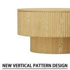 29.53 MDF moderner runder Couchtisch mit kreisförmigem Streifendesign und Stauraum, für Zuhause und Küche
