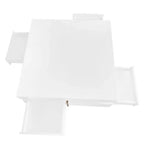 Hochglanz-Couchtisch mit 4 Schubladen, quadratischer Aufbewahrungstisch für das Wohnzimmer, Weiß