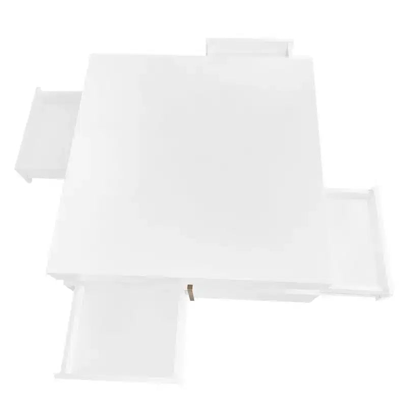 Hochglanz-Couchtisch mit 4 Schubladen, quadratischer Aufbewahrungstisch für das Wohnzimmer, Weiß