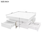 Hochglanz-Couchtisch mit 4 Schubladen, quadratischer Aufbewahrungstisch für das Wohnzimmer, Weiß