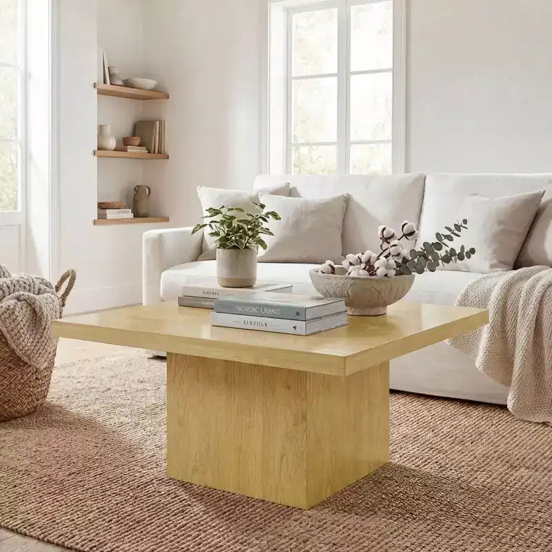 Quadratischer Couchtisch, Beistelltisch mit 4 cm dicker Tischplatte, 80x80 cm