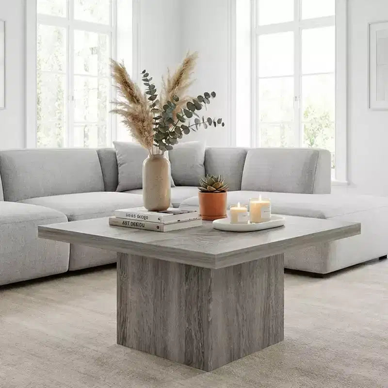 Quadratischer Couchtisch, Beistelltisch mit 4 cm dicker Tischplatte, 80x80 cm