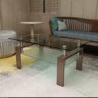 Rechteckiger Couchtisch aus Glas, Klarer Couchtisch, Moderne Beistell-Mittel-Tische für das Wohnzimmer, Wohnzimmermöbel