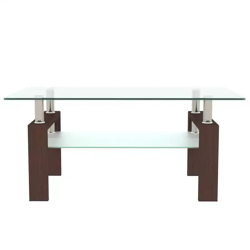 Rechteckiger Couchtisch aus Glas, Klarer Couchtisch, Moderne Beistell-Mittel-Tische für das Wohnzimmer, Wohnzimmermöbel