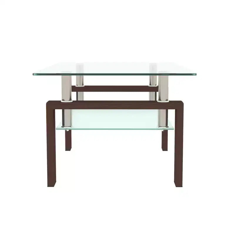 Rechteckiger Couchtisch aus Glas, Klarer Couchtisch, Moderne Beistell-Mittel-Tische für das Wohnzimmer, Wohnzimmermöbel