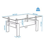 Rechteckiger Couchtisch aus Glas, Klarer Couchtisch, Moderne Beistell-Mittel-Tische für das Wohnzimmer, Wohnzimmermöbel