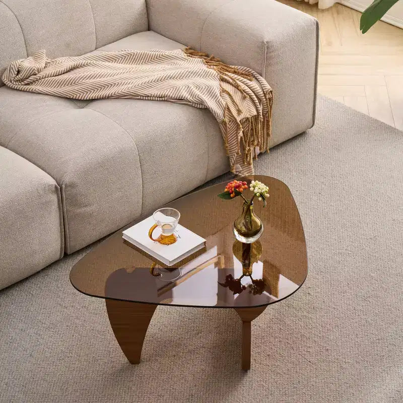 Century Moderner Holztisch Kleiner Couchtisch im Landhausstil für Wohnzimmer, Braun