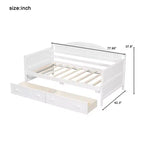 Twin-Size-Holz-Tagesbett mit 2 Schubladen, einfacher Aufbau, Weiß