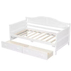 Twin-Size-Holz-Tagesbett mit 2 Schubladen, einfacher Aufbau, Weiß