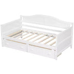 Twin-Size-Holz-Tagesbett mit 2 Schubladen, einfacher Aufbau, Weiß